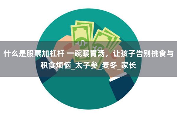什么是股票加杠杆 一碗暖胃汤，让孩子告别挑食与积食烦恼_太子参_麦冬_家长