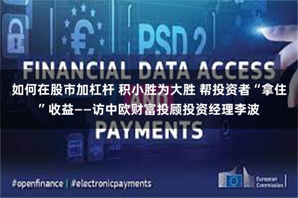 如何在股市加杠杆 积小胜为大胜 帮投资者“拿住”收益——访中欧财富投顾投资经理李波