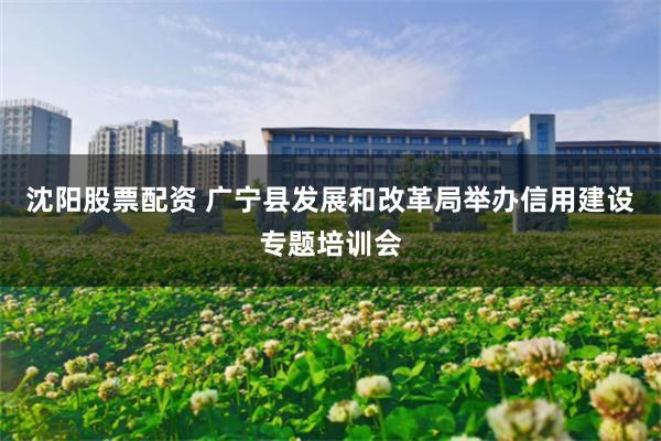 沈阳股票配资 广宁县发展和改革局举办信用建设专题培训会