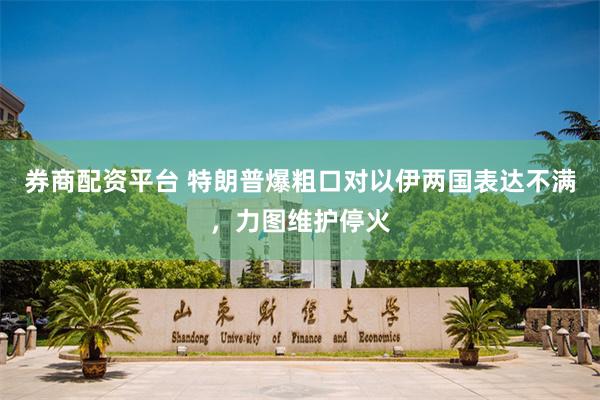 券商配资平台 特朗普爆粗口对以伊两国表达不满，力图维护停火