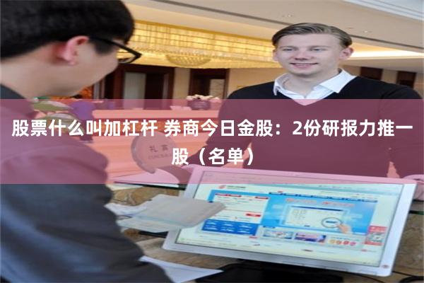 股票什么叫加杠杆 券商今日金股：2份研报力推一股（名单）