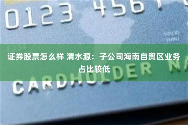 证券股票怎么样 清水源：子公司海南自贸区业务占比较低