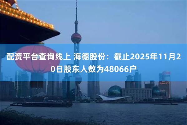 配资平台查询线上 海德股份：截止2025年11月20日股东人数为48066户