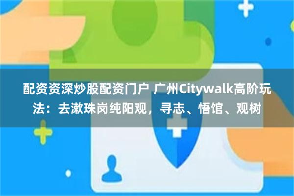 配资资深炒股配资门户 广州Citywalk高阶玩法：去漱珠岗纯阳观，寻志、悟馆、观树