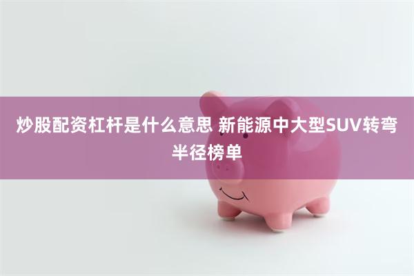 炒股配资杠杆是什么意思 新能源中大型SUV转弯半径榜单