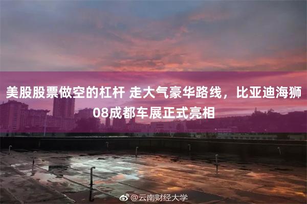 美股股票做空的杠杆 走大气豪华路线，比亚迪海狮08成都车展正式亮相