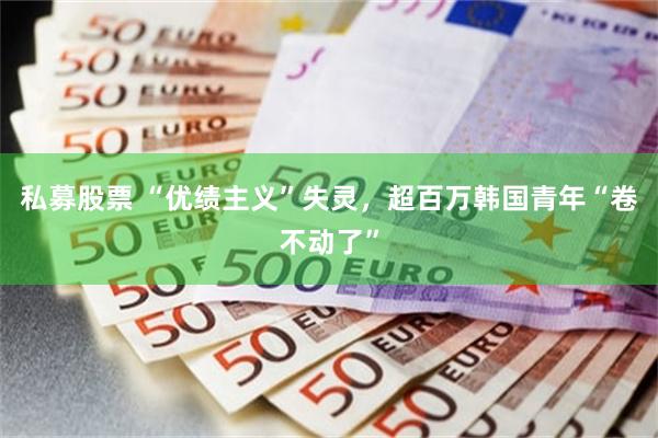 私募股票 “优绩主义”失灵，超百万韩国青年“卷不动了”