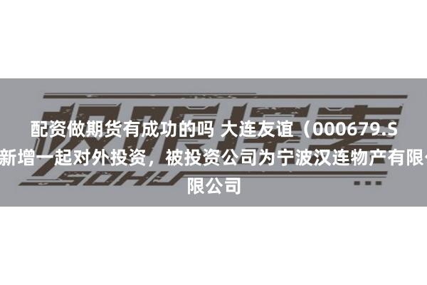 配资做期货有成功的吗 大连友谊（000679.SZ）新增一起对外投资，被投资公司为宁波汉连物产有限公司