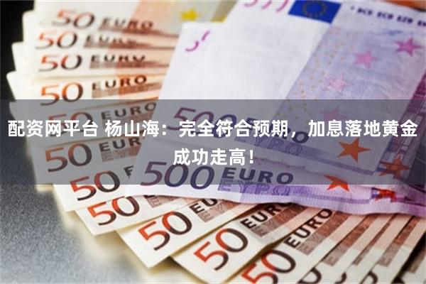 配资网平台 杨山海：完全符合预期，加息落地黄金成功走高！